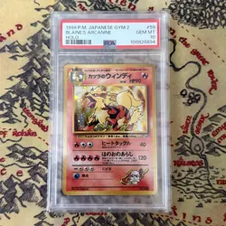 PSA 10 Blaine’s Arcanine Japanese Gym 2 Holo Edition Gem Mint Pokemon Card 1999 - Image 1