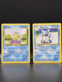 Vintage Pokemon Squirtle and Wartortle 1999 Base Set Cards - Image 1