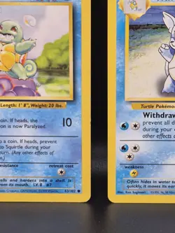 Vintage Pokemon Squirtle and Wartortle 1999 Base Set Cards - Image 3