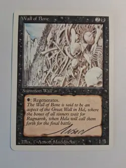 MTG - 4th Edition - Revised - Wall of Bone - Uncommon Autograph - Image 1