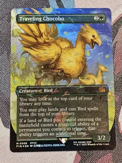 Traveling Chocobo (Borderless) (Chocobo Track Foil) MTG Final Fantasy Foil Promo - Image 1