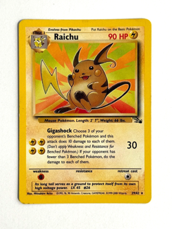 Pokemon TCG Raichu 29/62 Rare Unlimited Fossil - Image 1