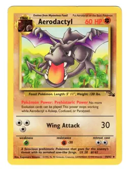 Aerodactyl 16/62 Rare Unlimited Fossil Unlimited Pokemon Card LP - Image 1