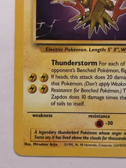 Pokemon TCG Basic Zapdos 30/62 Non Holo Rare Fossil Set LP - Image 3
