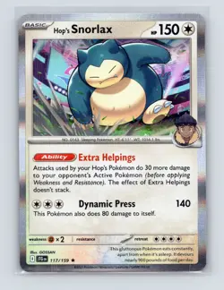 Pokemon TCG Hop's Snorlax 117/159 SV09: Journey Together Holo NM - Image 1