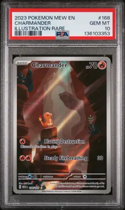 2023 POKEMON MEW EN-151 ILLUSTRATION RARE #168 CHARMANDER PSA 10 - Image 1