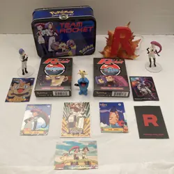 Pokemon Team Rocket Bundle - Vintage WOTC Theme Decks + Tin - Figures + More - Image 1
