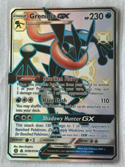 Greninja GX SHINY SECRET RARE SV56/SV94 Pokemon SM Hidden Fates NM HOLO 2019 - Image 1