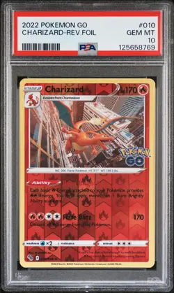 2022 POKEMON GO #010 CHARIZARD-REVERSE FOIL PSA 10 - Image 1