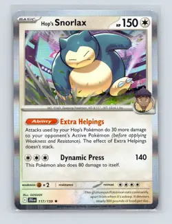 Pokemon TCG Hop's Snorlax 117/159 SV09: Journey Together Holo NM - Image 1