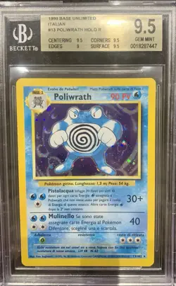 Carta Card Pokemon Poliwrath Set Base Unlimited Ita BGS 9,5 Gem Mint 13/102 - Image 1