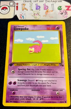 Slowpoke 55/62 NM 1st Edition Stamp Vintage Fossil Pokemon Card! - Image 1