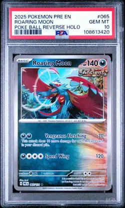 PSA 10 Roaring Moon 065/131 Master Ball Holo Prismatic Evolutions Pokemon Card - Image 1