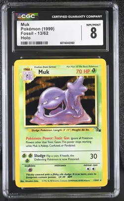 CGC 8 Muk 1999 Fossil 13/62 Holo Pokemon Card - Image 1