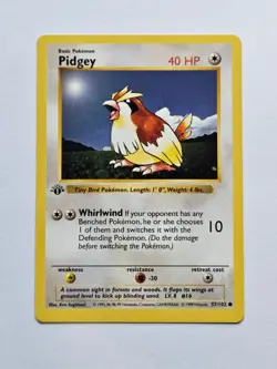 Pidgey 57/102 1st Edition Shadowless Base Set Non Holo Pokemon Card - Near Mint - Image 1