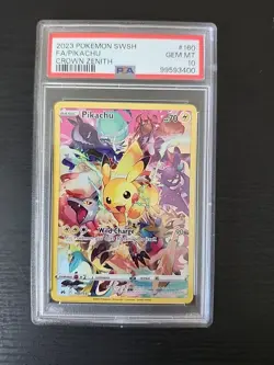 Pokemon Pikachu TCG Crown Zenith Holo Full Art Secret Rare Card PSA 10 160/159 - Image 1