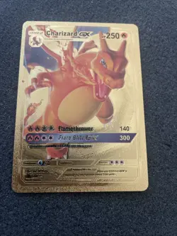 Charizard GX HP250 Gold Metal Pokemon Card-Collectible Gift Display!COOL - Image 1