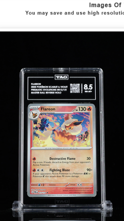2025 Pokemon TCG Flareon #013/131 Master Ball Reverse Holo TAG NM MT+ 8.5 - Image 1