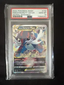 ‘22 Pokemon Astral Radiance Hisuian Samurott VSTAR Ultra Rare 102/189 PSA 10 S53 - Image 1