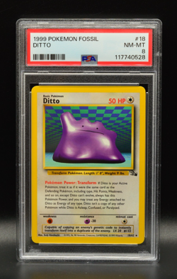 Ditto 1999 Pokemon Fossil Unlimited #18 WOTC PSA 8 Newly Graded - Image 1
