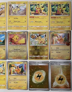 Pokemon TCG Pikachu Card Lot Of 15 Various Sets Reverse Holos And Commons Rares - Image 4