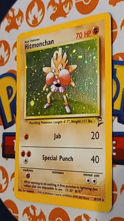 Hitmonchan 8/130 Holo Rare Base Set 2 Unlimited WOTC Pokemon Card HP - Image 4