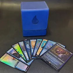200x MTG Blue Rare Mythic Lot Mono-Blue Collection Commander w/ Deck Box - Image 1