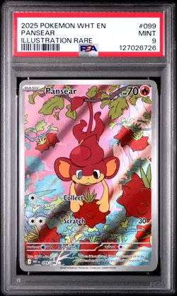 PSA 9 Pansear 099/086 Pokemon White Flare WHT EN Illustration Rare 2025 MINT - Image 1