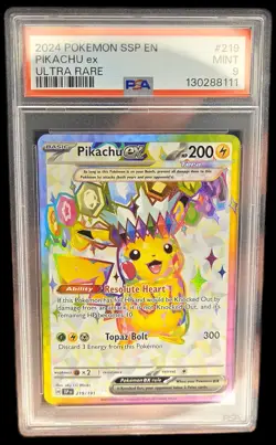 2024 Pokemon Surging Sparks En Pikachu Ex 219/191 Ultra Rare PSA 9 - Image 1