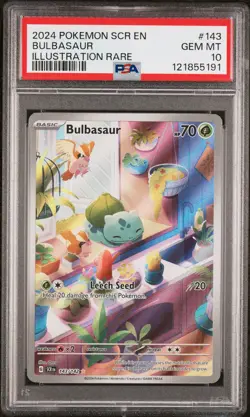 Pokemon Bulbasaur 143/142 Sv07 Stellar Crown 143 Illustration Rare GEM MT PSA 10 - Image 1