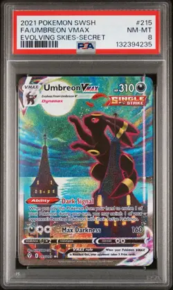 PSA 8 Umbreon VMAX #215 Alternate Full Art Secret Pokemon SwSh Evolving Skies - Image 1
