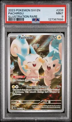 POKEMON PSA 9 PACHIRISU ILLUSTRATION RARE 208/198 SCARLET e VIOLET ENGLISH 2023! - Image 1