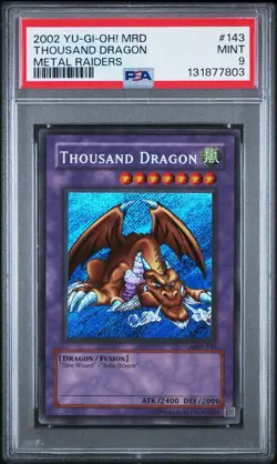 2002 Yu-Gi-Oh! Thousand Dragon Metal Raiders MRD Unlimited Secret Rare PSA 9 - Image 1