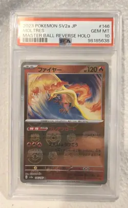 PSA 10 Moltres (Master Ball Pattern) 146/165: Pokemon Card 151 Holo Japanese - Image 1