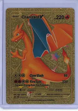 Pokemon Gold Foil Fan Art Card CHARIZARD V 220HP 079/073 - Image 1