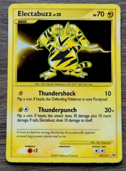 Pokemon Electabuzz 128/127 Holo Secret Rare Platinum 2009 Vintage - Image 1