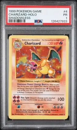 Charizard #4/102 Holo PSA 1 - 1999 Pokemon Base Set Shadowless - Image 1