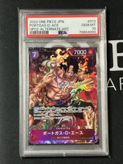 ONE PIECE Card Game PORTGAS D. ACE OP02-013 Alt Art PSA 10 GEM MINT Japanese - Image 3