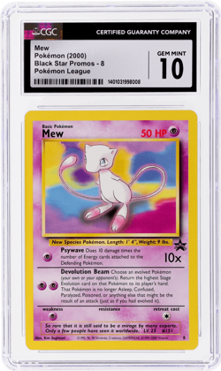 2000 Pokemon Black Star Promo Mew Pokemon League #8 CGC 10 - Image 1