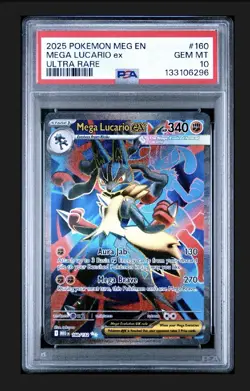2025 POKEMON MEG EN-MEGA EVOLUTION ULTRA RARE #160 MEGA LUCARIO EX PSA 10 - Image 1