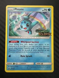 Pokemon TCG Phione SM Black Star Promo SM220 Prerelease Promo VLP - Image 1