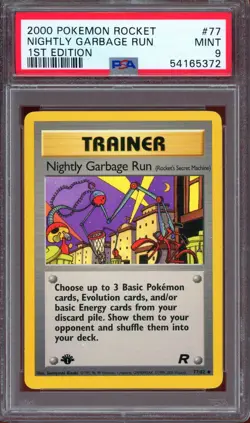 PSA 9 Pokemon 2000 Team Rocket 1st Edition Nightly Garbage Run Trainer #77 - Image 1