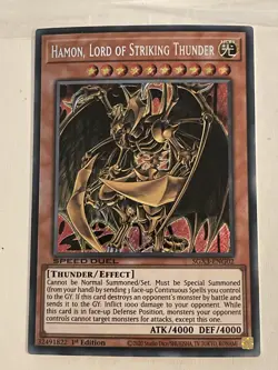 Hamon, Lord of Striking Thunder Speed Duel GX Yugioh #SGX3-ENG02 Secret Rare - Image 1