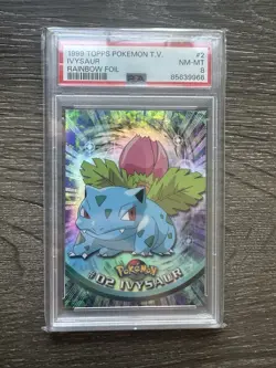 1999 Topps Pokemon TV Ivysaur Rainbow Foil Card #2 PSA 8 - Image 1