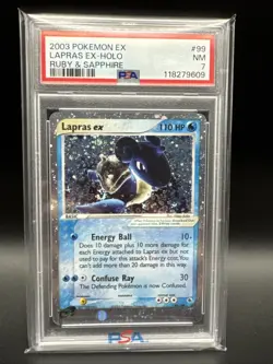 Pokemon 2003 Ruby Sapphire Lapras EX ultra rare holo card, PSA 7 - Image 1