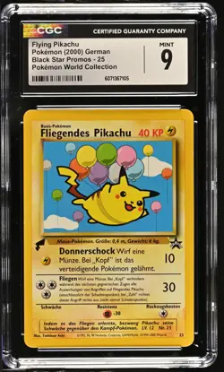 CGC 9 MINT Flying Pikachu Black Star Promo 25 Pokemon World Collection Card - Image 1