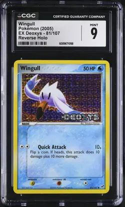 CGC 9 MINT Wingull EX Deoxys 81/107 Reverse Holo Stamped Pokemon Card - Image 1