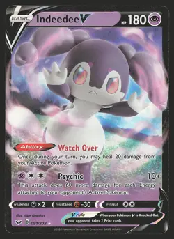 SWSH01: Sword & Shield Base Set Indeedee V #091/202 Ultra Rare Pokemon Card - Image 1