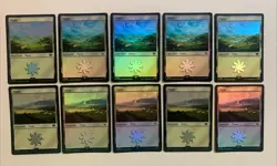 MTG Lord of the Rings LOTR Foil Plains Basic Land X10 (5 of each art) NM - Image 1