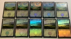 MTG Lord of the Rings LOTR Foil Plains Basic Land X10 (5 of each art) NM - Image 2
